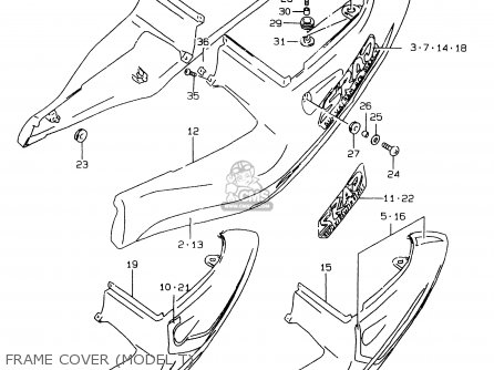FRAME COVER (MODEL T) - GSXR750 1998 (W) (E02 E04 E18 E22 E24 E25 E34 E39)