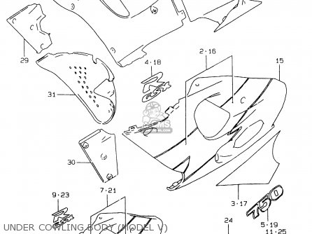 UNDER COWLING BODY (MODEL V) - GSXR750 1998 (W) (E02 E04 E18 E22 E24 E25 E34 E39)