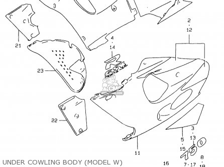 UNDER COWLING BODY (MODEL W) - GSXR750 1998 (W) (E02 E04 E18 E22 E24 E25 E34 E39)