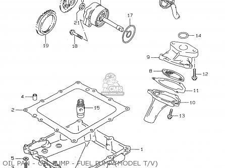 OIL PAN - OIL PUMP - FUEL PUMP (MODEL T/V) - GSXR750 1998 (W) (E02 E04 E18 E22 E24 E25 E34 E39)