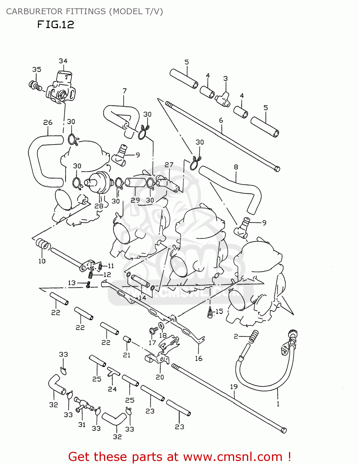 CARBURETOR FITTINGS (MODEL T/V) GSXR750 1998 (W) USA (E03)