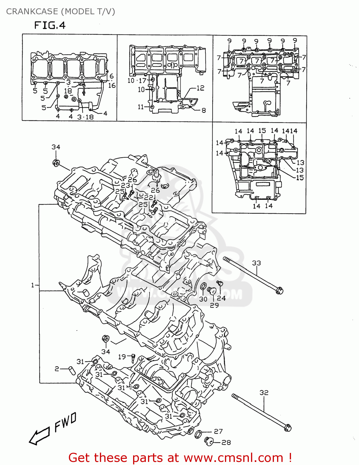 CRANKCASE (MODEL T/V) GSXR750 1998 (W) USA (E03)