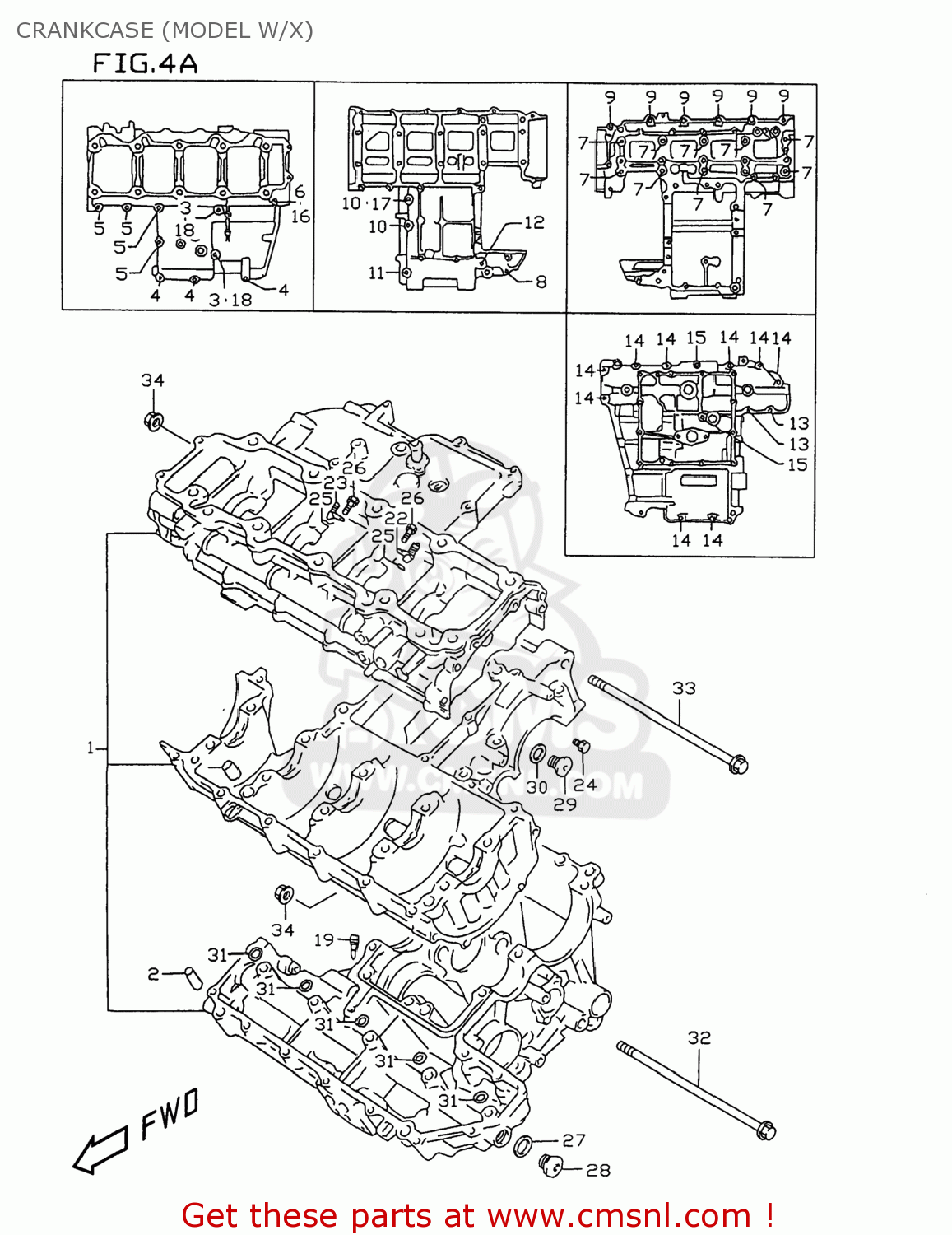 CRANKCASE (MODEL W/X) GSXR750 1998 (W) USA (E03)
