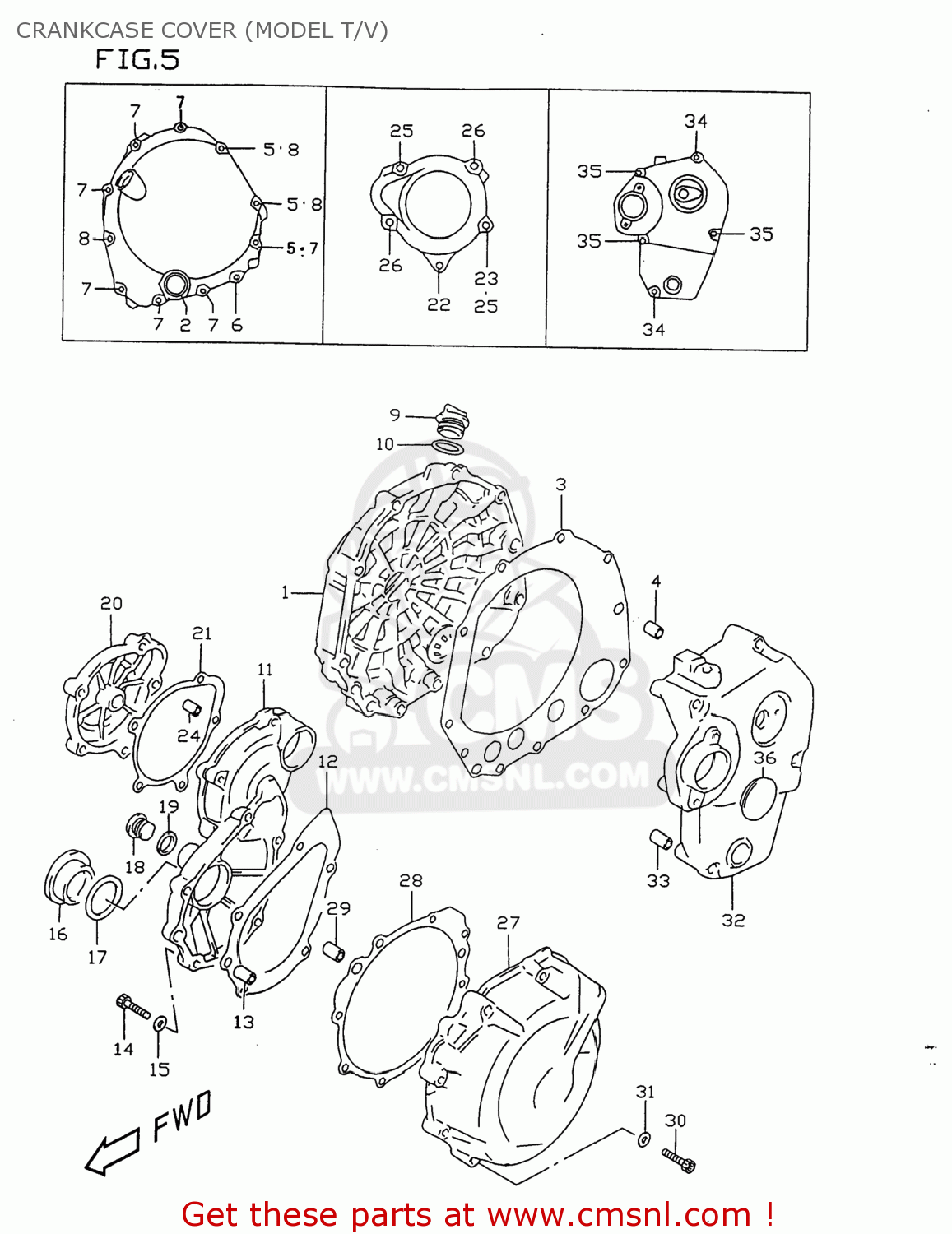 CRANKCASE COVER (MODEL T/V) GSXR750 1998 (W) USA (E03)
