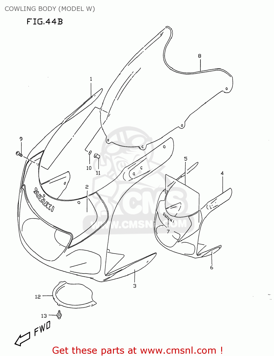 COWLING BODY (MODEL W) GSXR750 1999 (X) USA (E03)