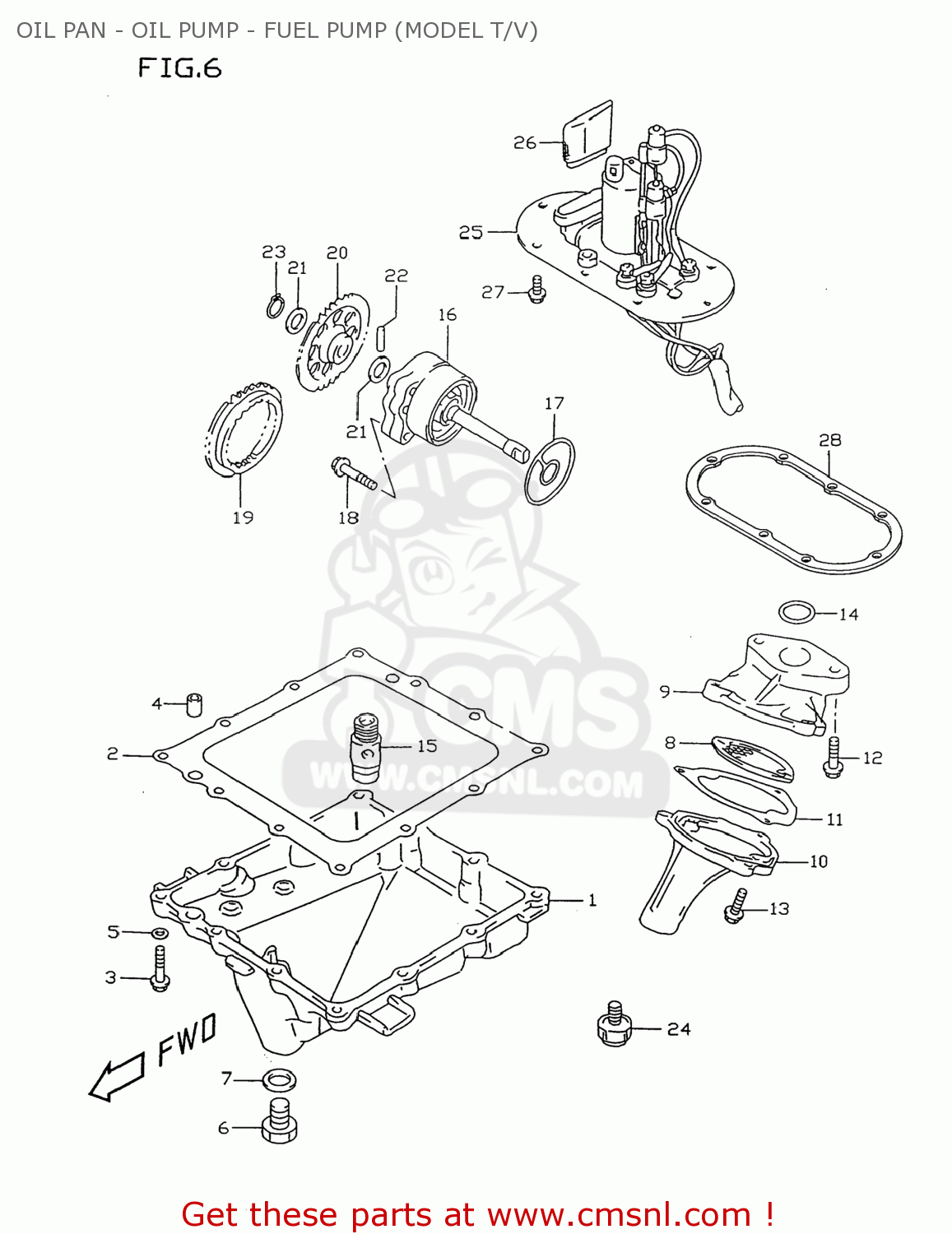 OIL PAN - OIL PUMP - FUEL PUMP (MODEL T/V) GSXR750 1999 (X) USA (E03)