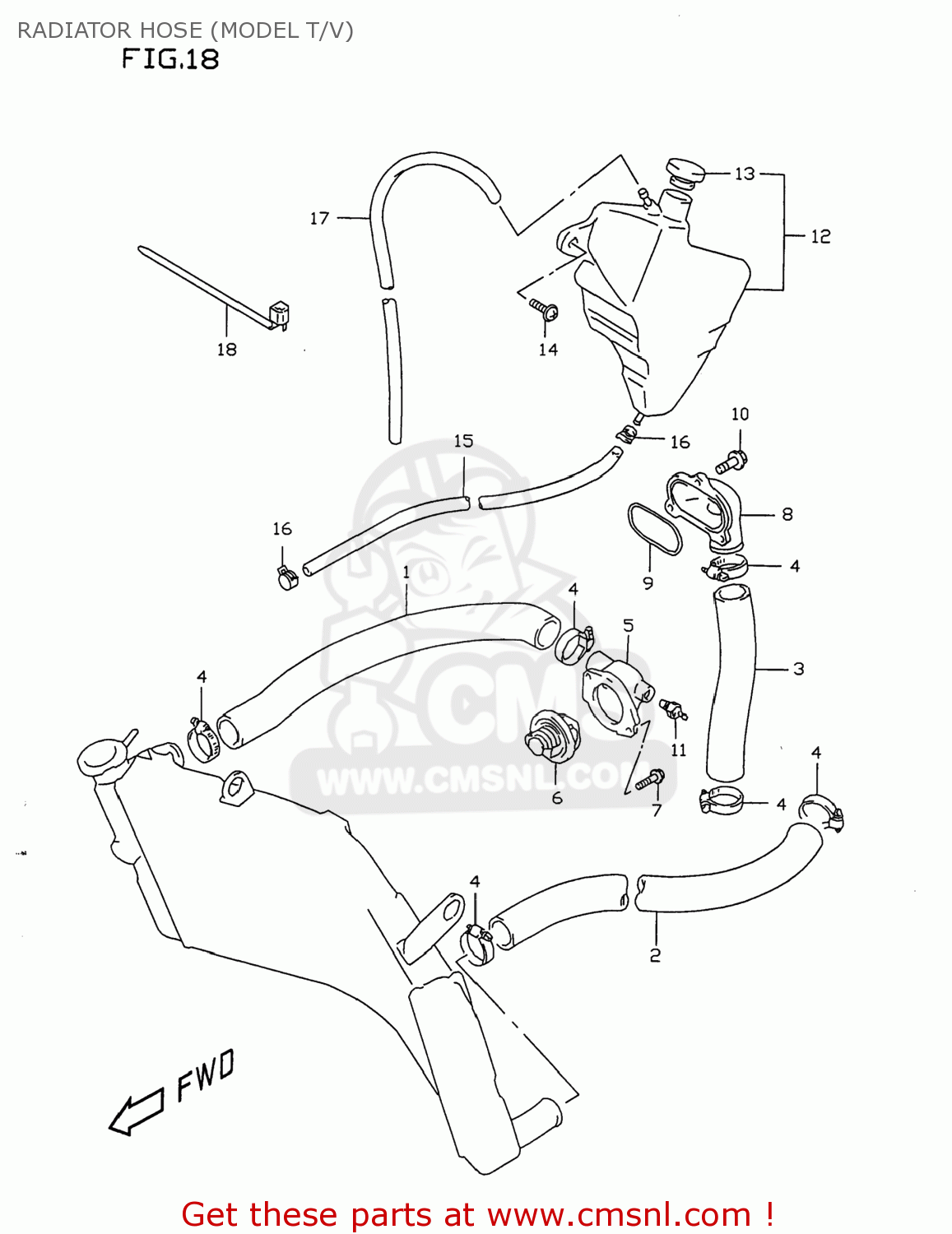RADIATOR HOSE (MODEL T/V) GSXR750 1999 (X) USA (E03)