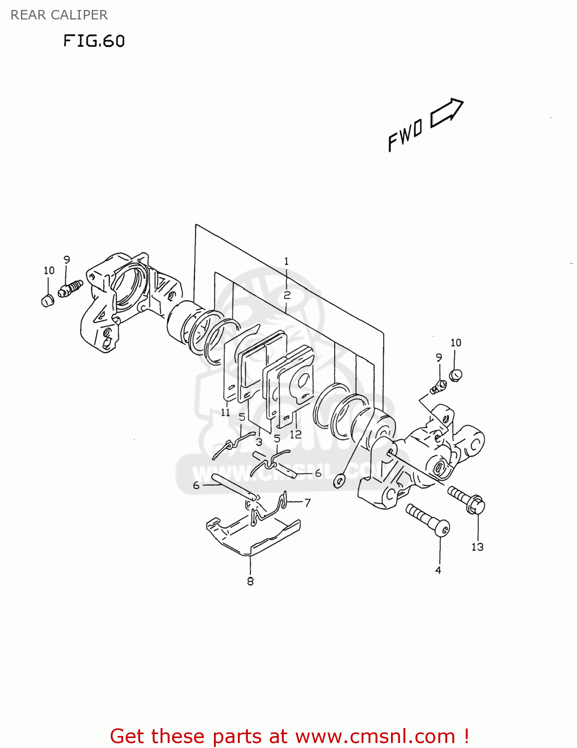 REAR CALIPER GSXR750 1999 (X) USA (E03)