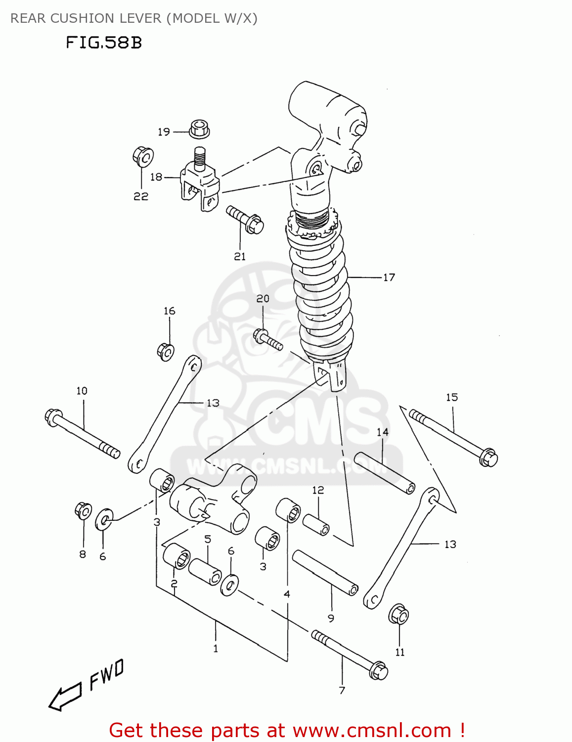 REAR CUSHION LEVER (MODEL W/X) GSXR750 1999 (X) USA (E03)