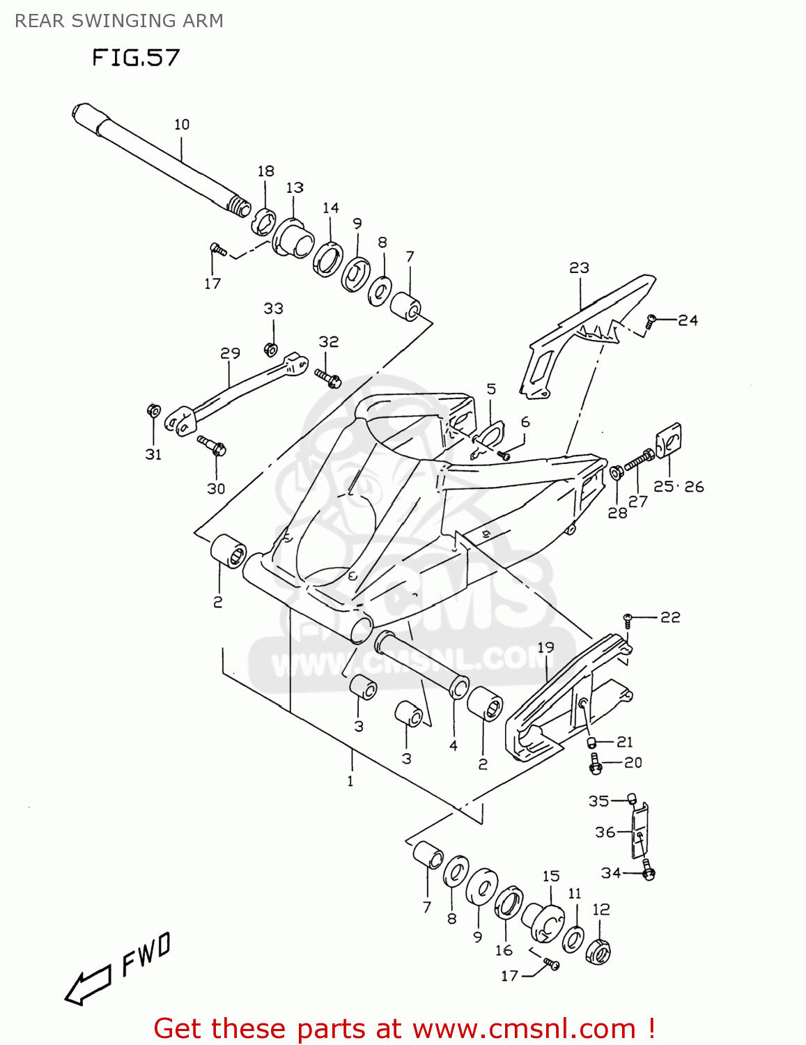 REAR SWINGING ARM GSXR750 1999 (X) USA (E03)