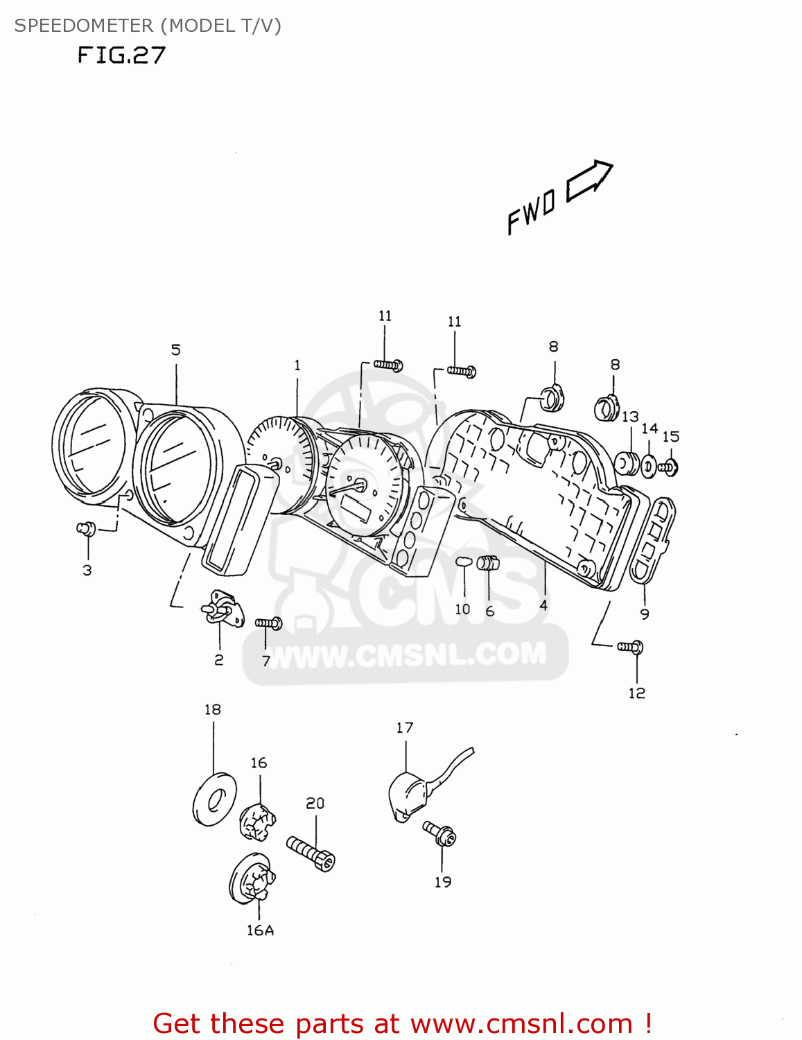 SPEEDOMETER (MODEL T/V) GSXR750 1999 (X) USA (E03)