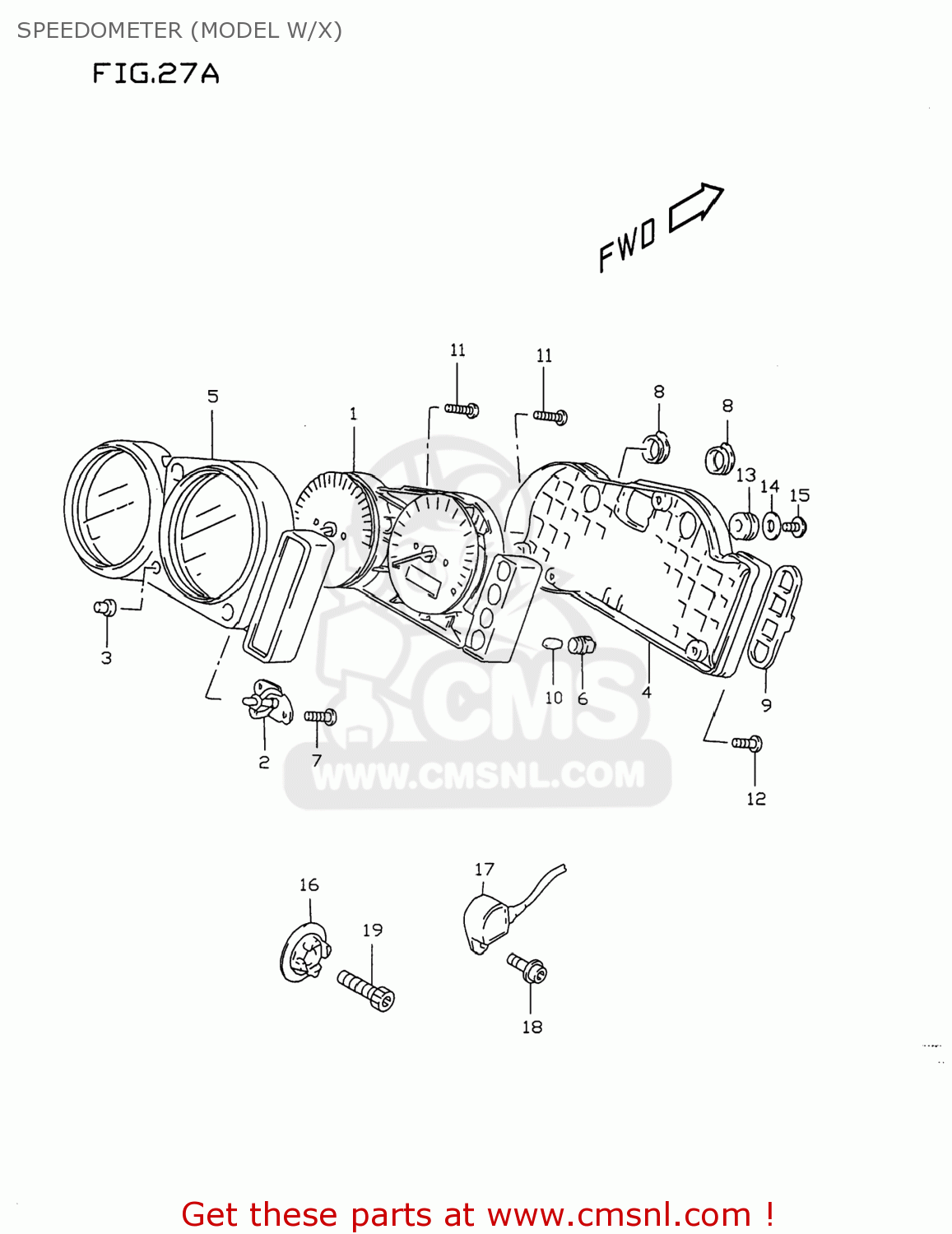 SPEEDOMETER (MODEL W/X) GSXR750 1999 (X) USA (E03)