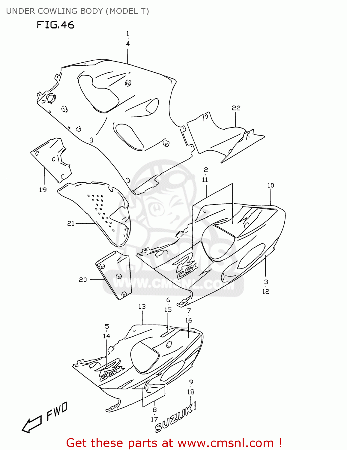 UNDER COWLING BODY (MODEL T) GSXR750 1999 (X) USA (E03)