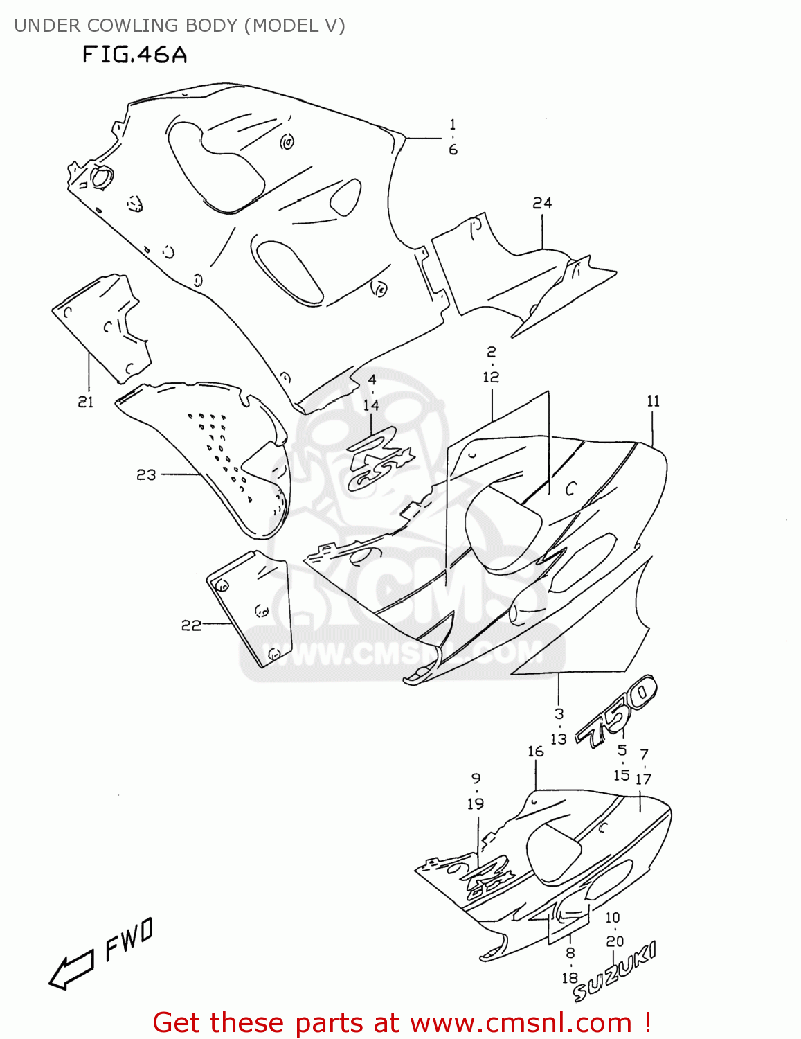 UNDER COWLING BODY (MODEL V) GSXR750 1999 (X) USA (E03)