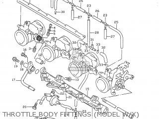 THROTTLE BODY FITTINGS (MODEL W/X) - GSXR750 1999 (X) USA (E03)