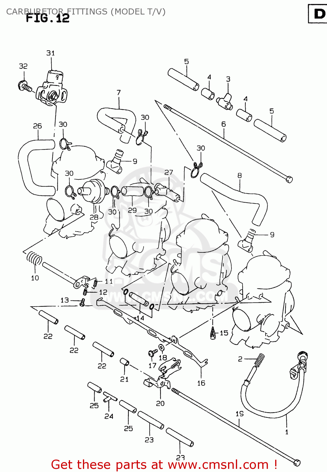 CARBURETOR FITTINGS (MODEL T/V) GSXR750 1999 (X)