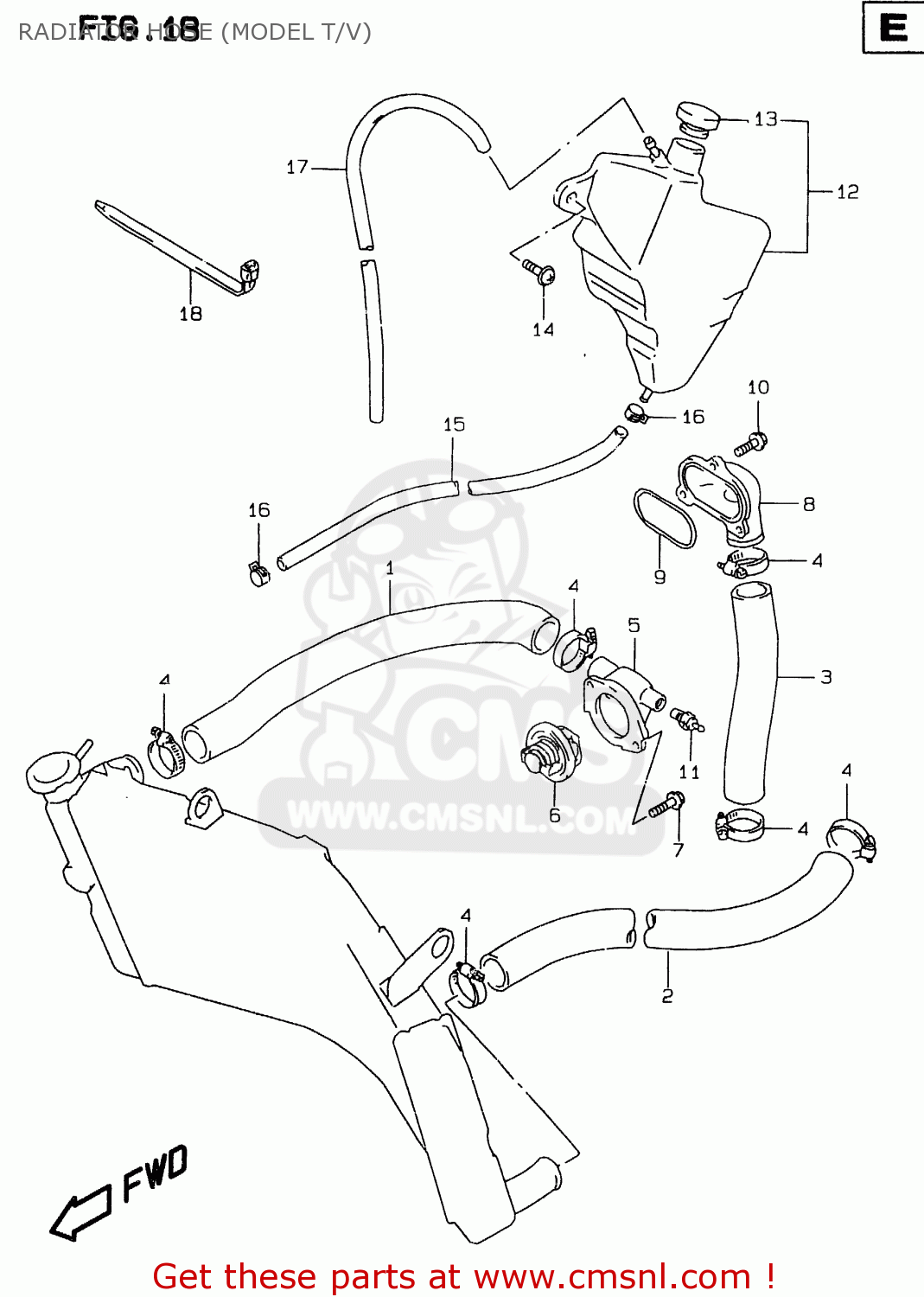 RADIATOR HOSE (MODEL T/V) GSXR750 1999 (X)