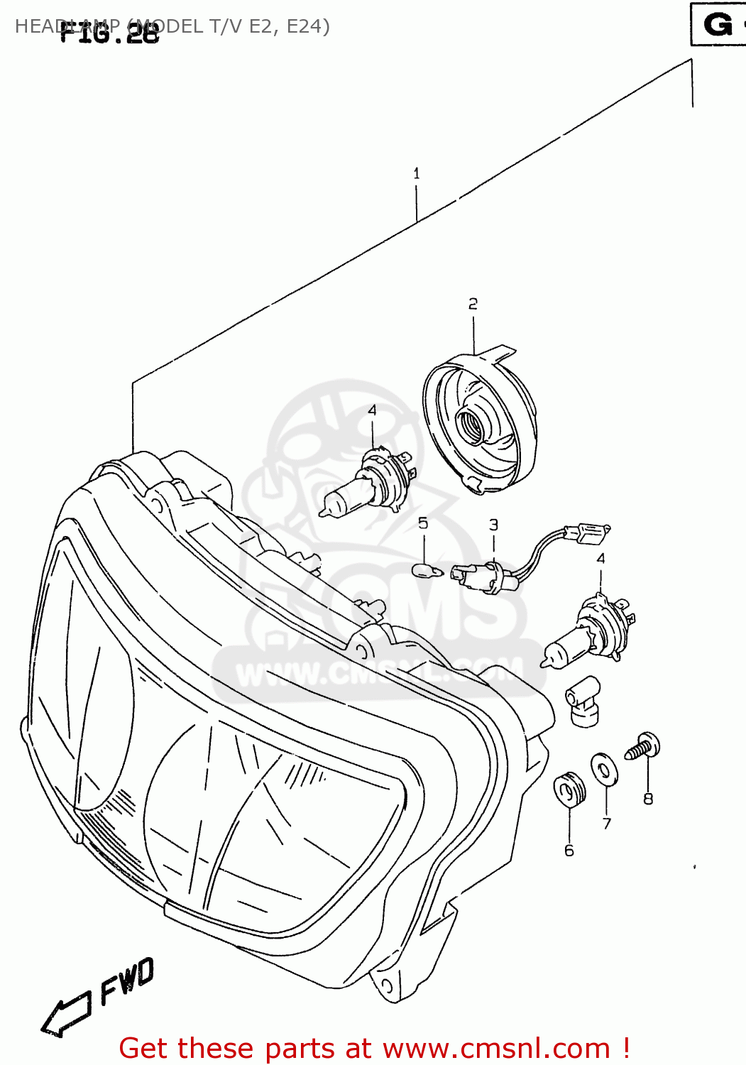 HEADLAMP (MODEL T/V E2, E24) GSXR750 1999 (X)