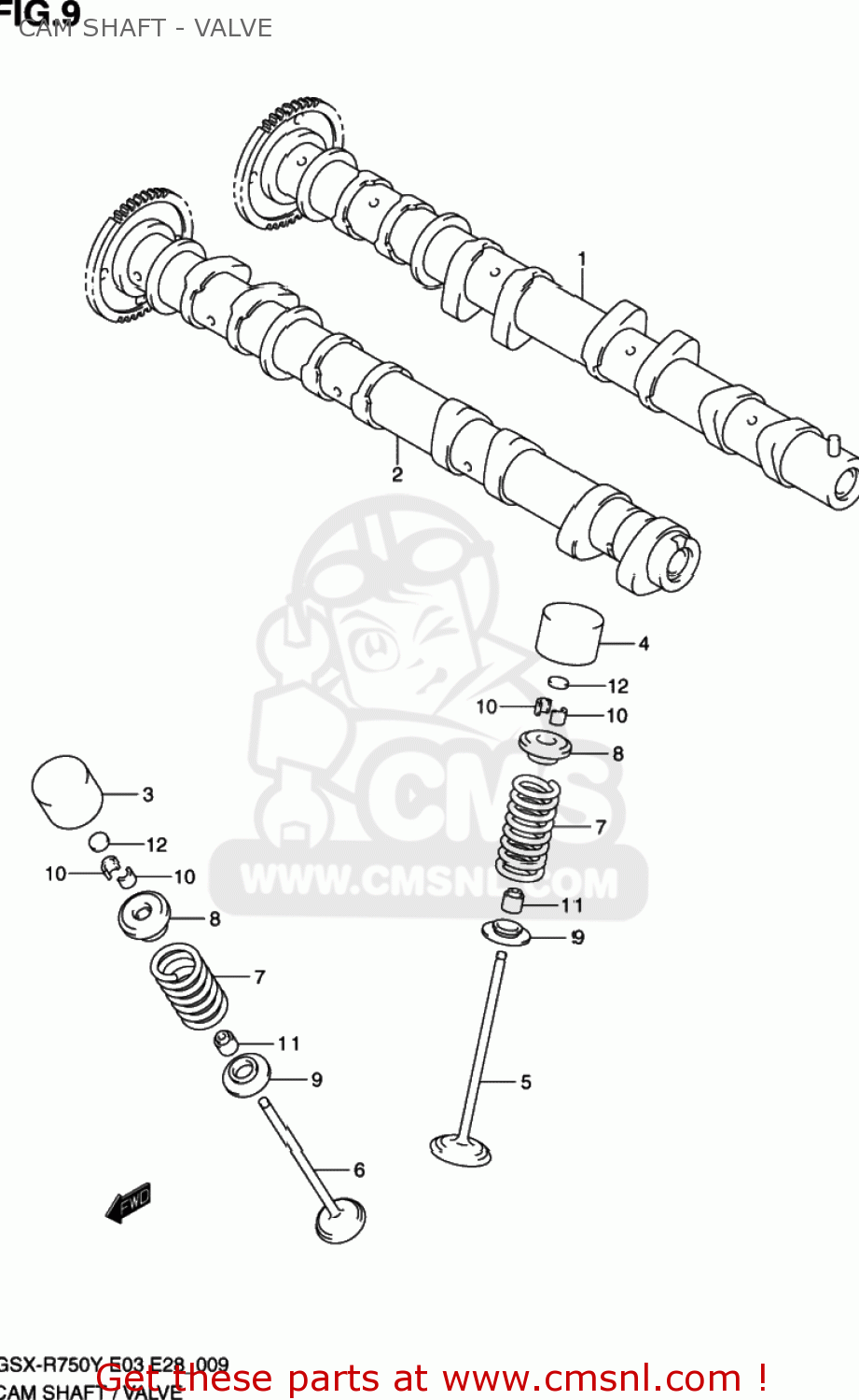 CAM SHAFT - VALVE GSXR750 2000 (Y) USA (E03)