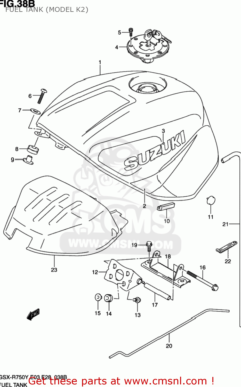 FUEL TANK (MODEL K2) GSXR750 2000 (Y) USA (E03)