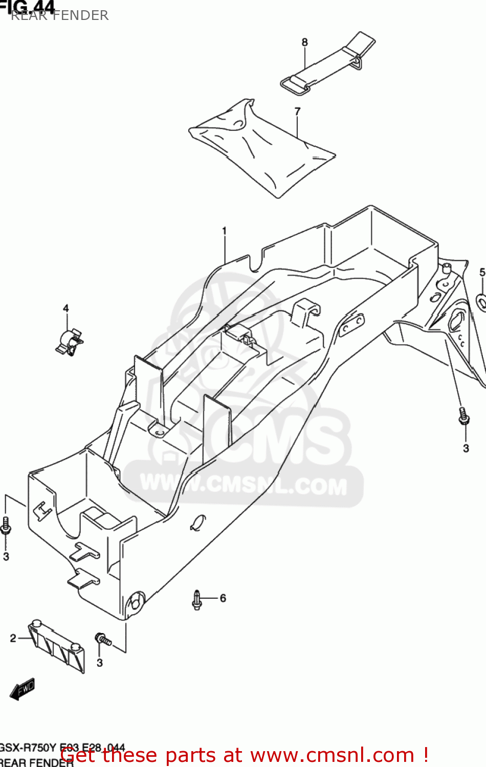REAR FENDER GSXR750 2000 (Y) USA (E03)