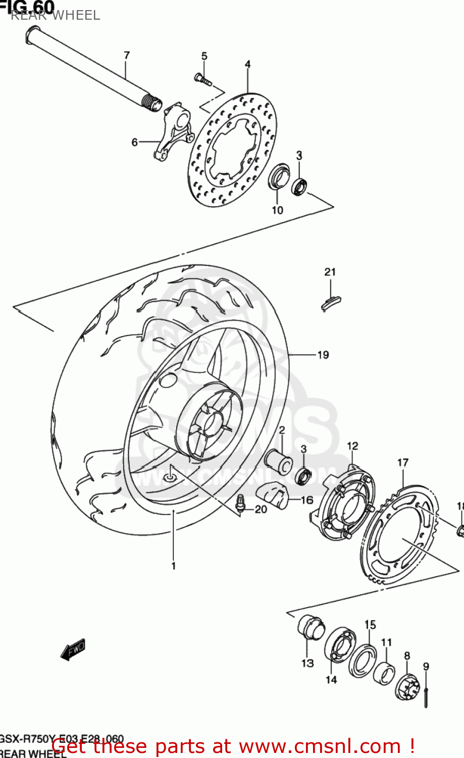 REAR WHEEL GSXR750 2000 (Y) USA (E03)