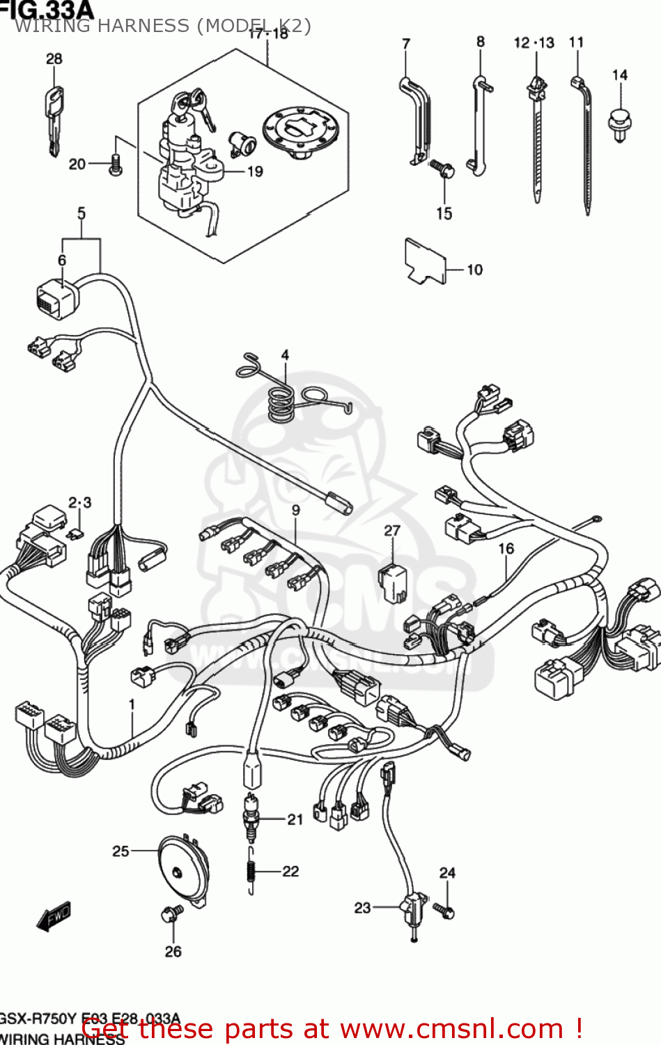 WIRING HARNESS (MODEL K2) GSXR750 2000 (Y) USA (E03)