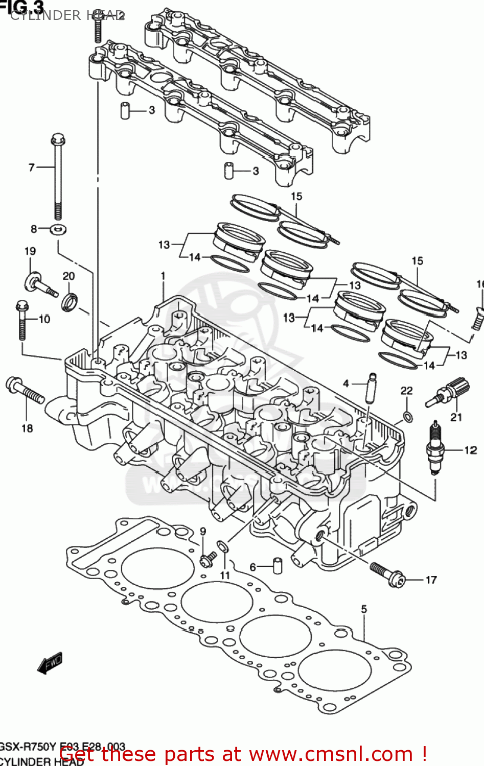 CYLINDER HEAD GSXR750 2001 (K1) USA (E03)