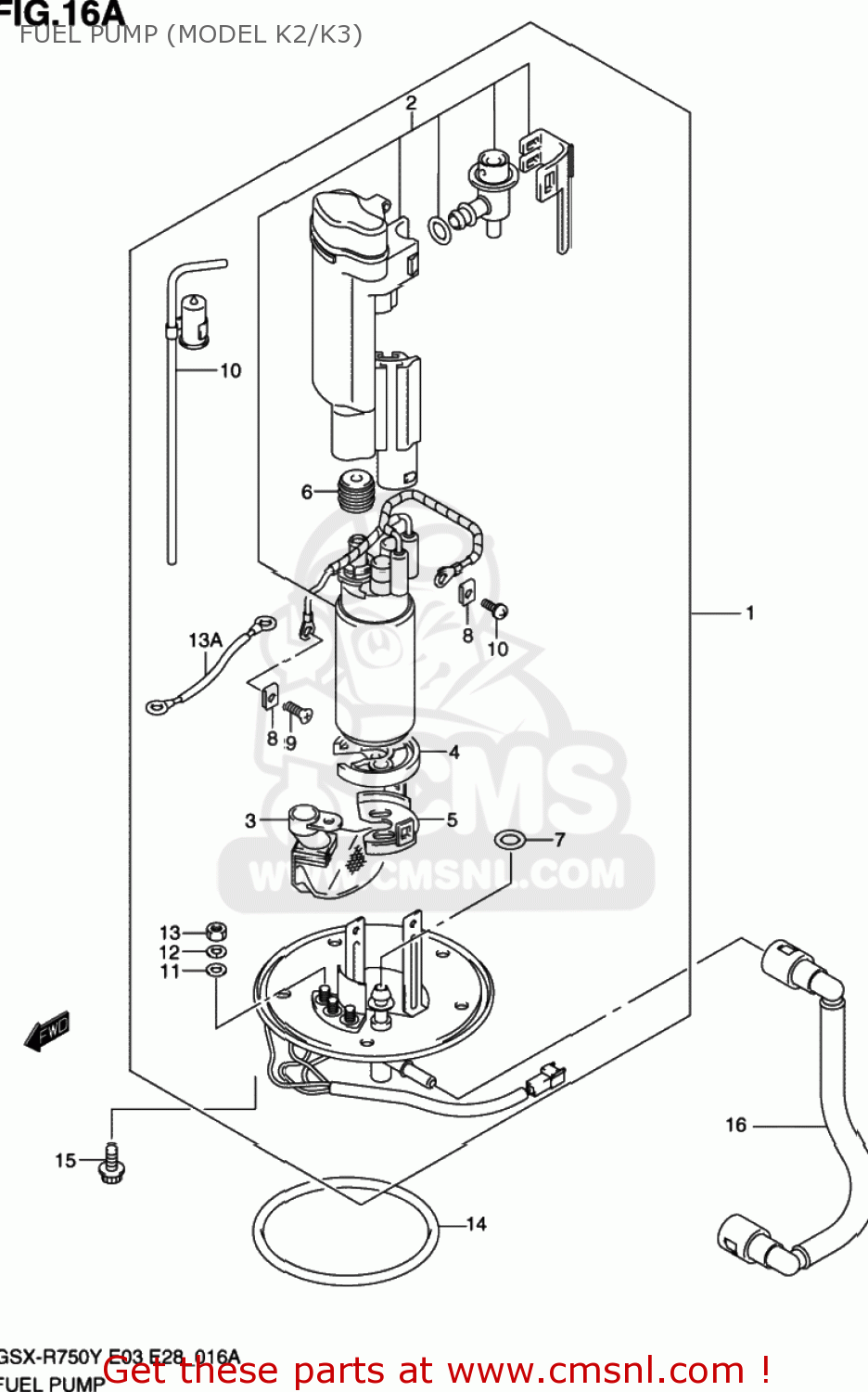 FUEL PUMP (MODEL K2/K3) GSXR750 2001 (K1) USA (E03)