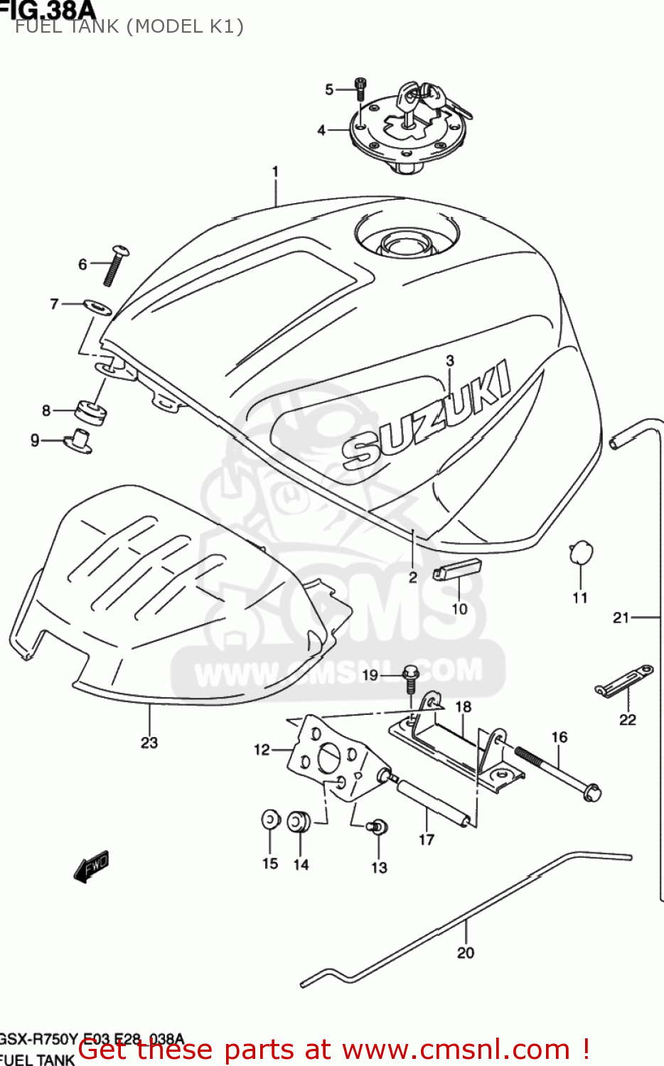 FUEL TANK (MODEL K1) GSXR750 2001 (K1) USA (E03)