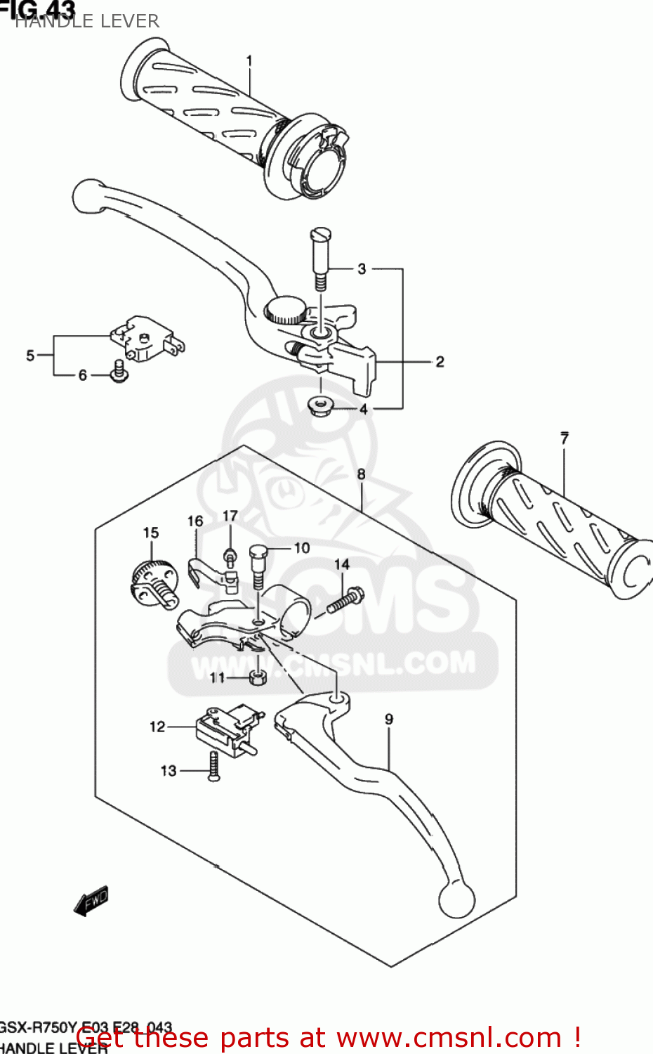 HANDLE LEVER GSXR750 2001 (K1) USA (E03)