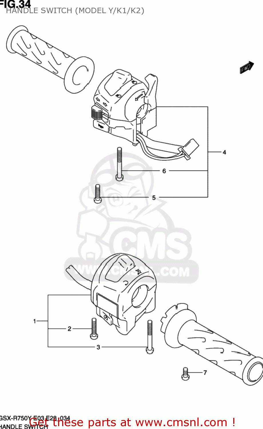 HANDLE SWITCH (MODEL Y/K1/K2) GSXR750 2001 (K1) USA (E03)