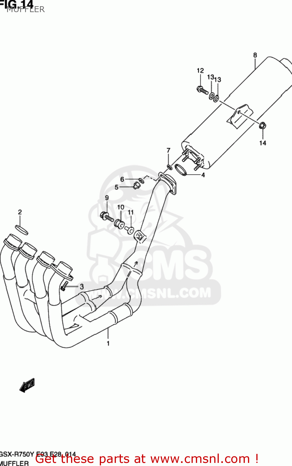 MUFFLER GSXR750 2001 (K1) USA (E03)