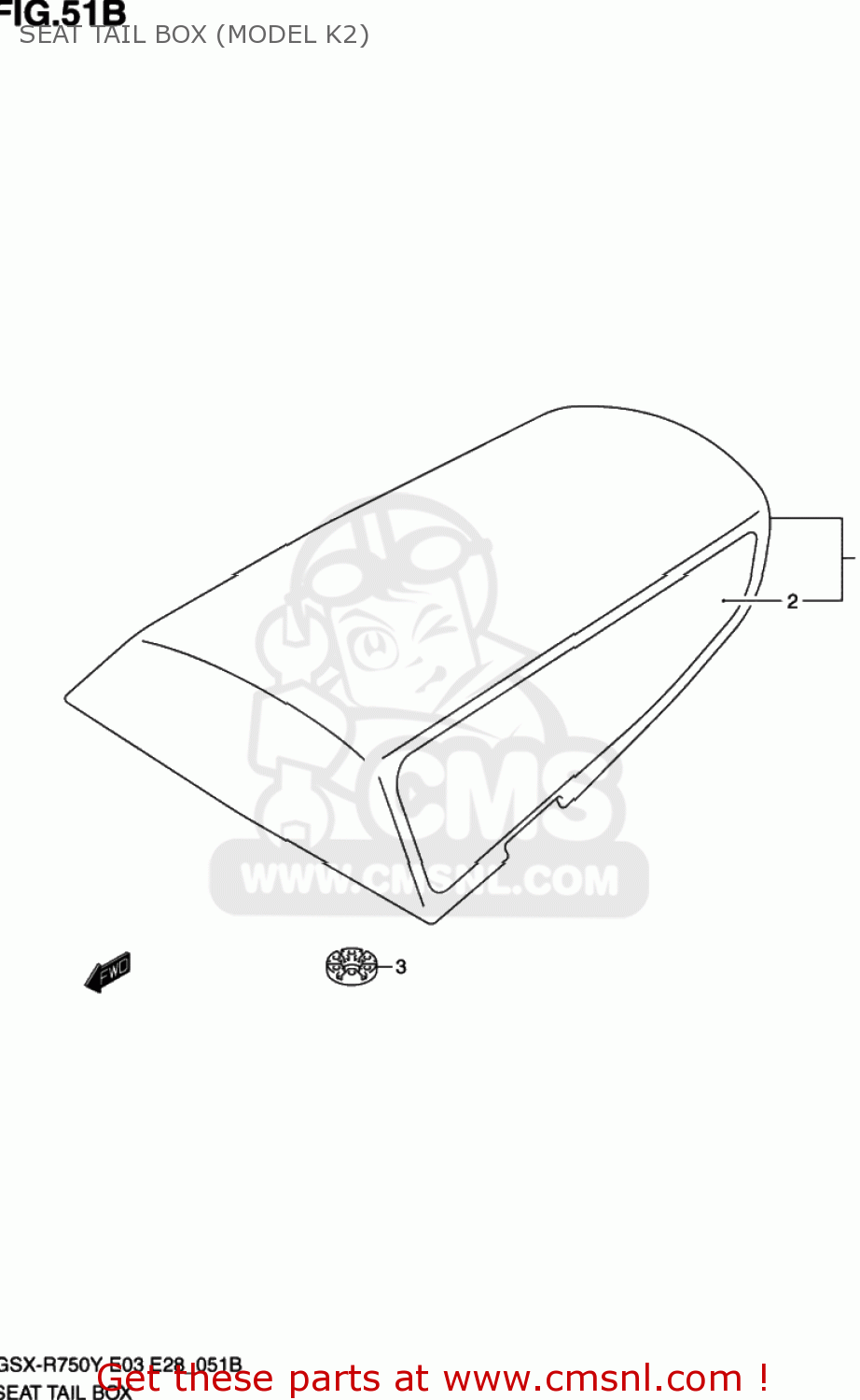 SEAT TAIL BOX (MODEL K2) GSXR750 2001 (K1) USA (E03)