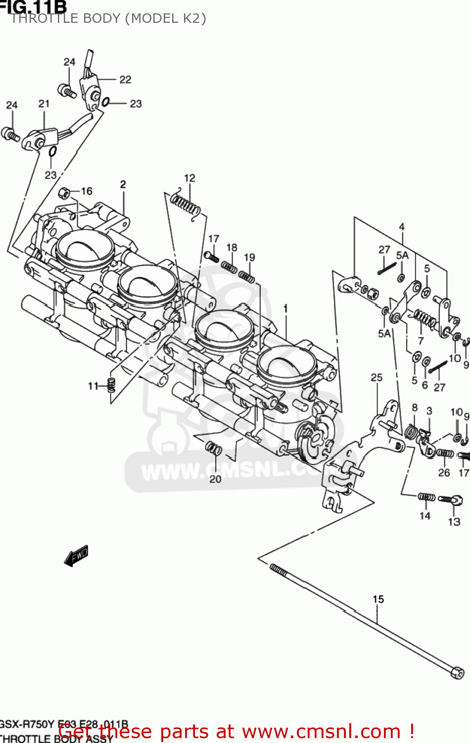 THROTTLE BODY (MODEL K2) GSXR750 2001 (K1) USA (E03)