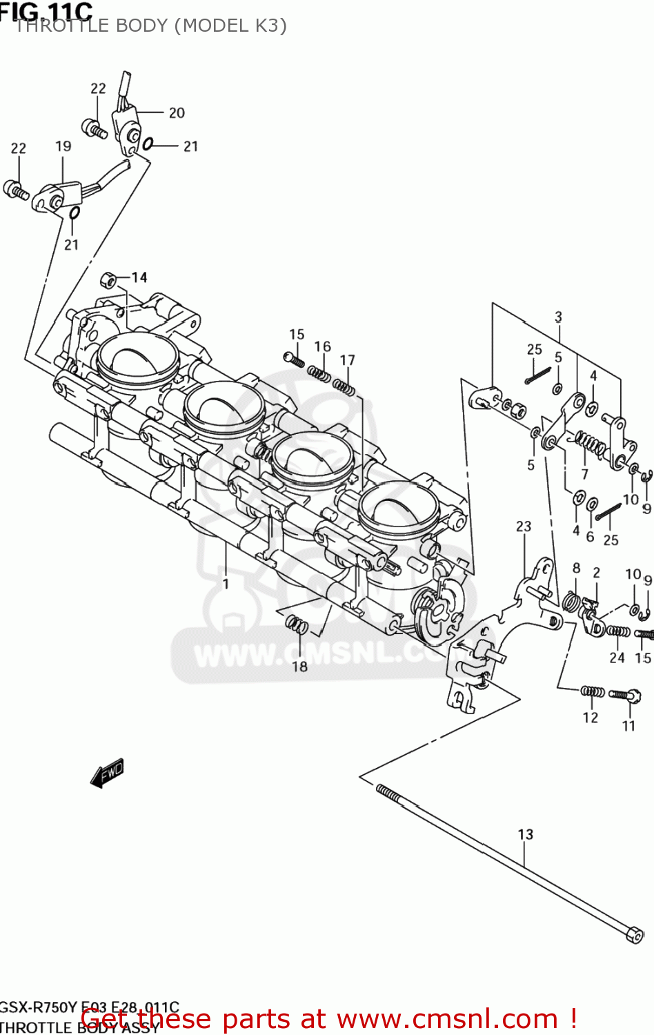 THROTTLE BODY (MODEL K3) GSXR750 2001 (K1) USA (E03)