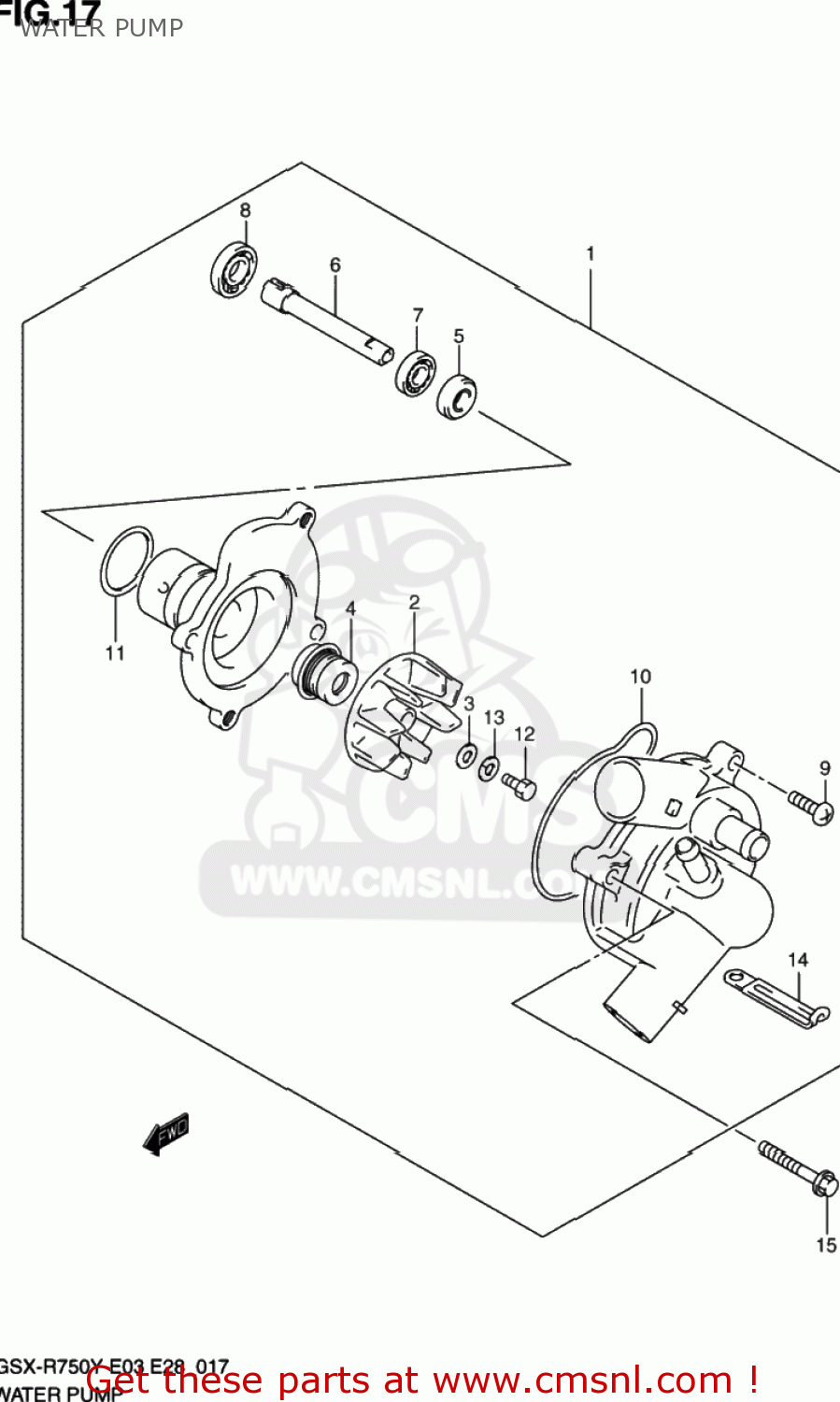 WATER PUMP GSXR750 2001 (K1) USA (E03)
