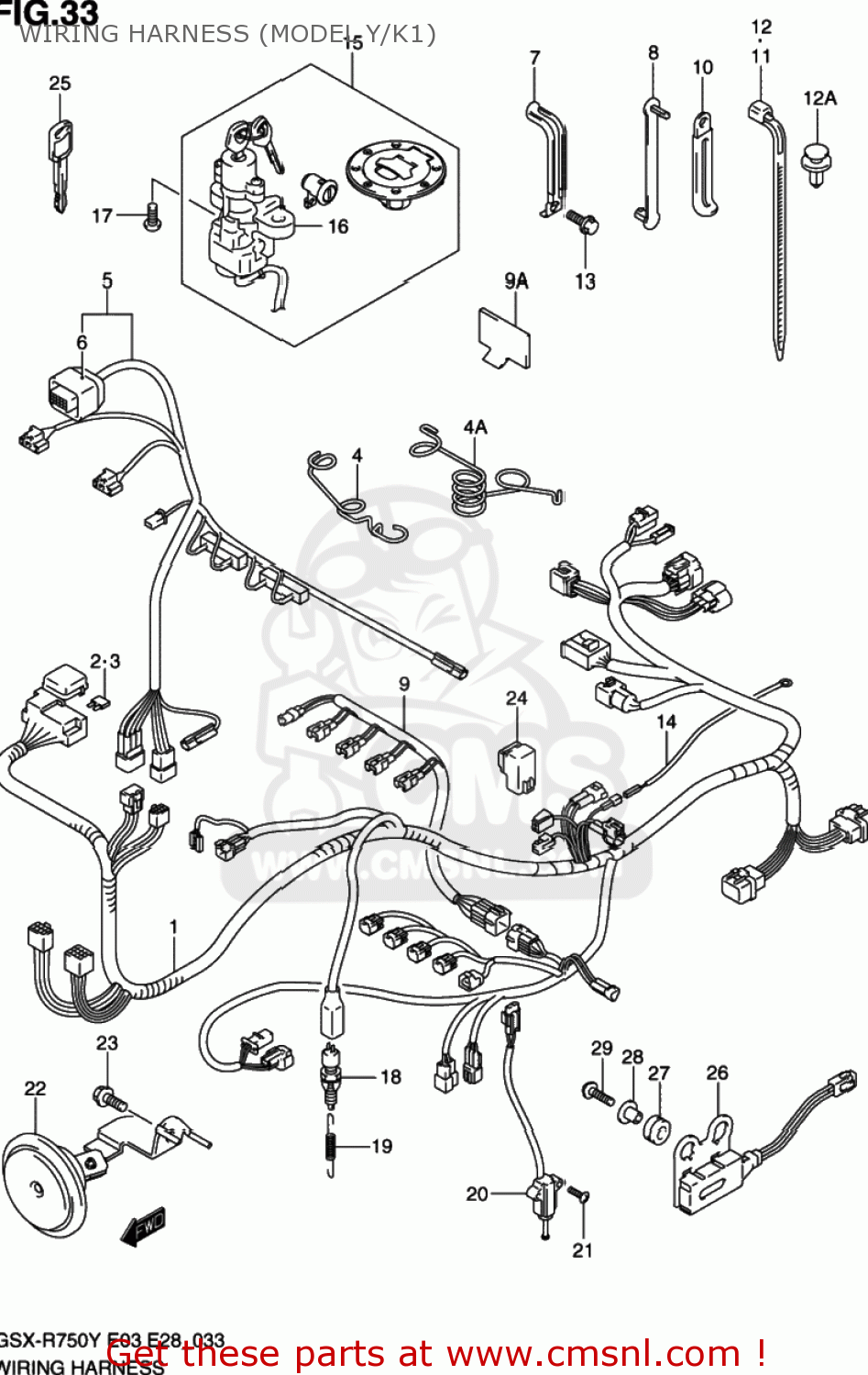 WIRING HARNESS (MODEL Y/K1) GSXR750 2001 (K1) USA (E03)