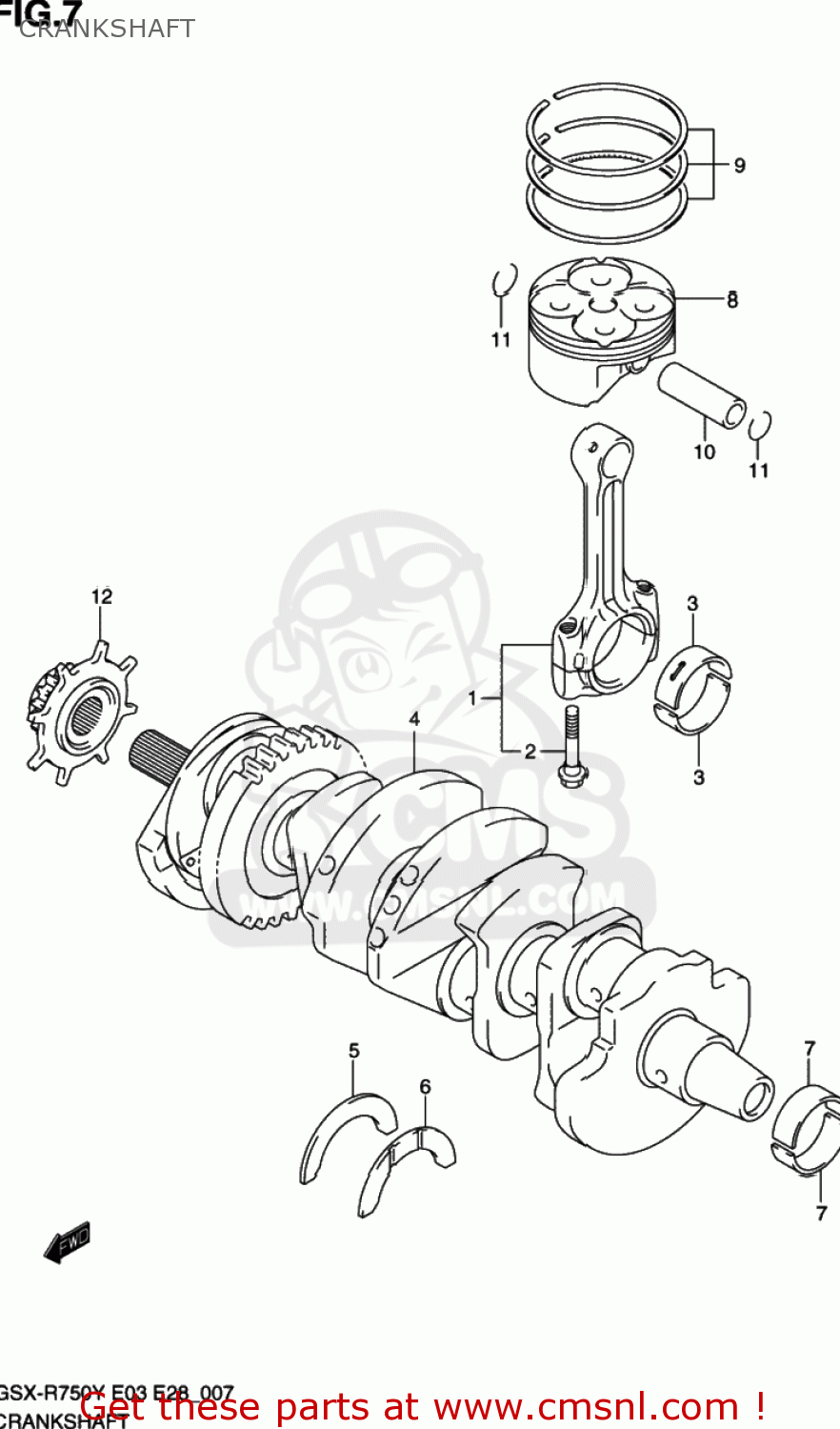 CRANKSHAFT GSXR750 2002 (K2) USA (E03)