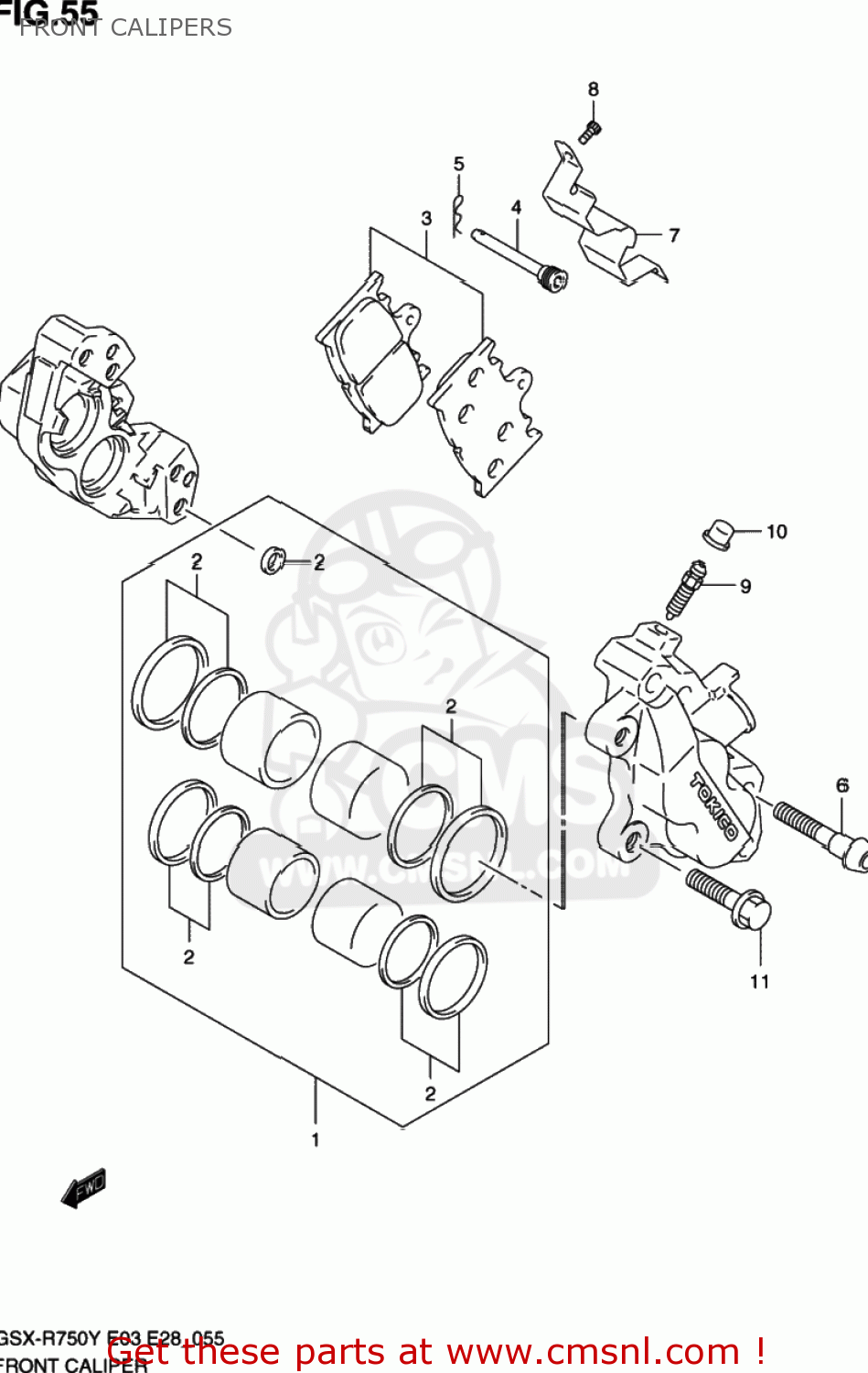 FRONT CALIPERS GSXR750 2002 (K2) USA (E03)