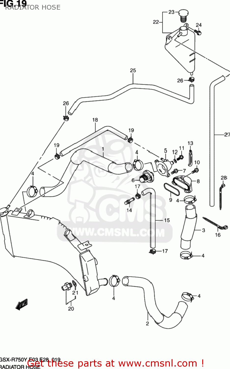 RADIATOR HOSE GSXR750 2002 (K2) USA (E03)