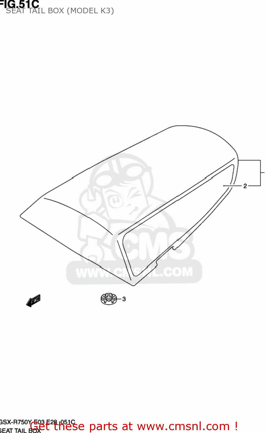 SEAT TAIL BOX (MODEL K3) GSXR750 2002 (K2) USA (E03)