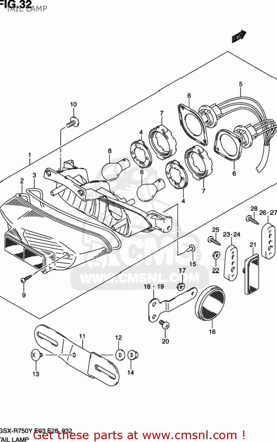 TAIL LAMP GSXR750 2002 (K2) USA (E03)