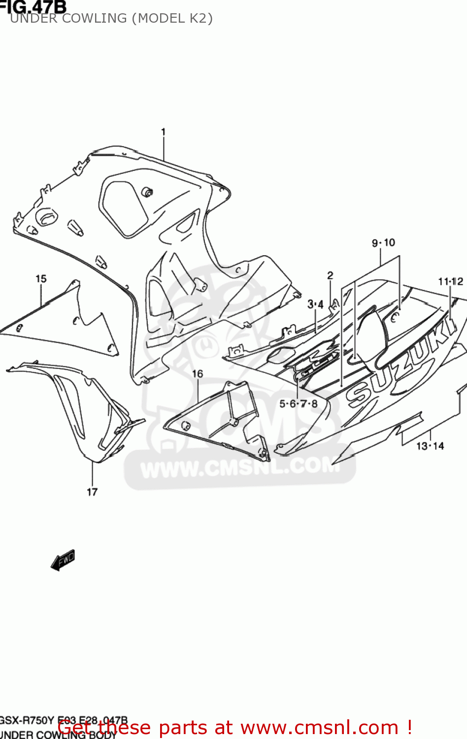 UNDER COWLING (MODEL K2) GSXR750 2002 (K2) USA (E03)