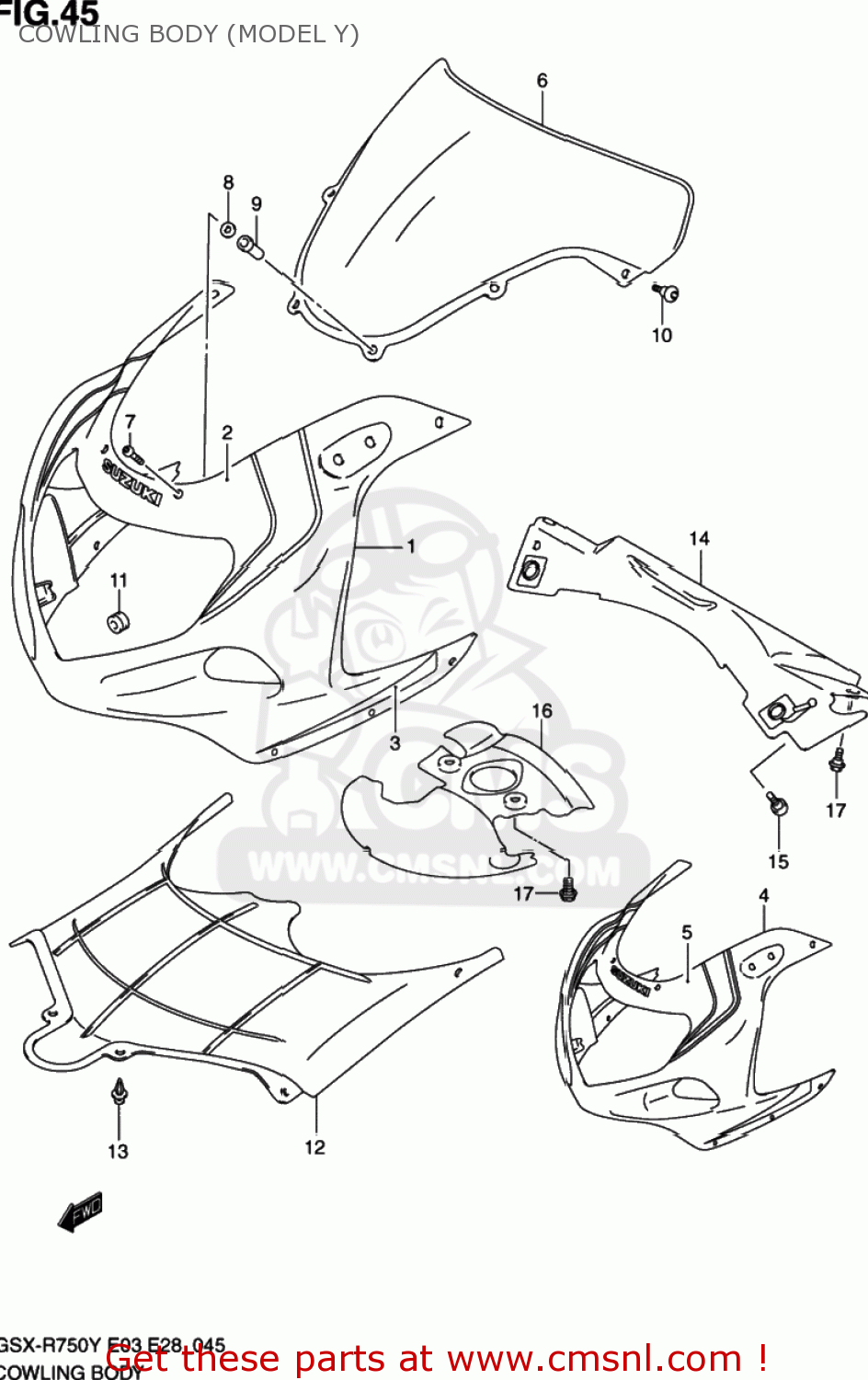COWLING BODY (MODEL Y) GSXR750 2003 (K3) USA (E03)