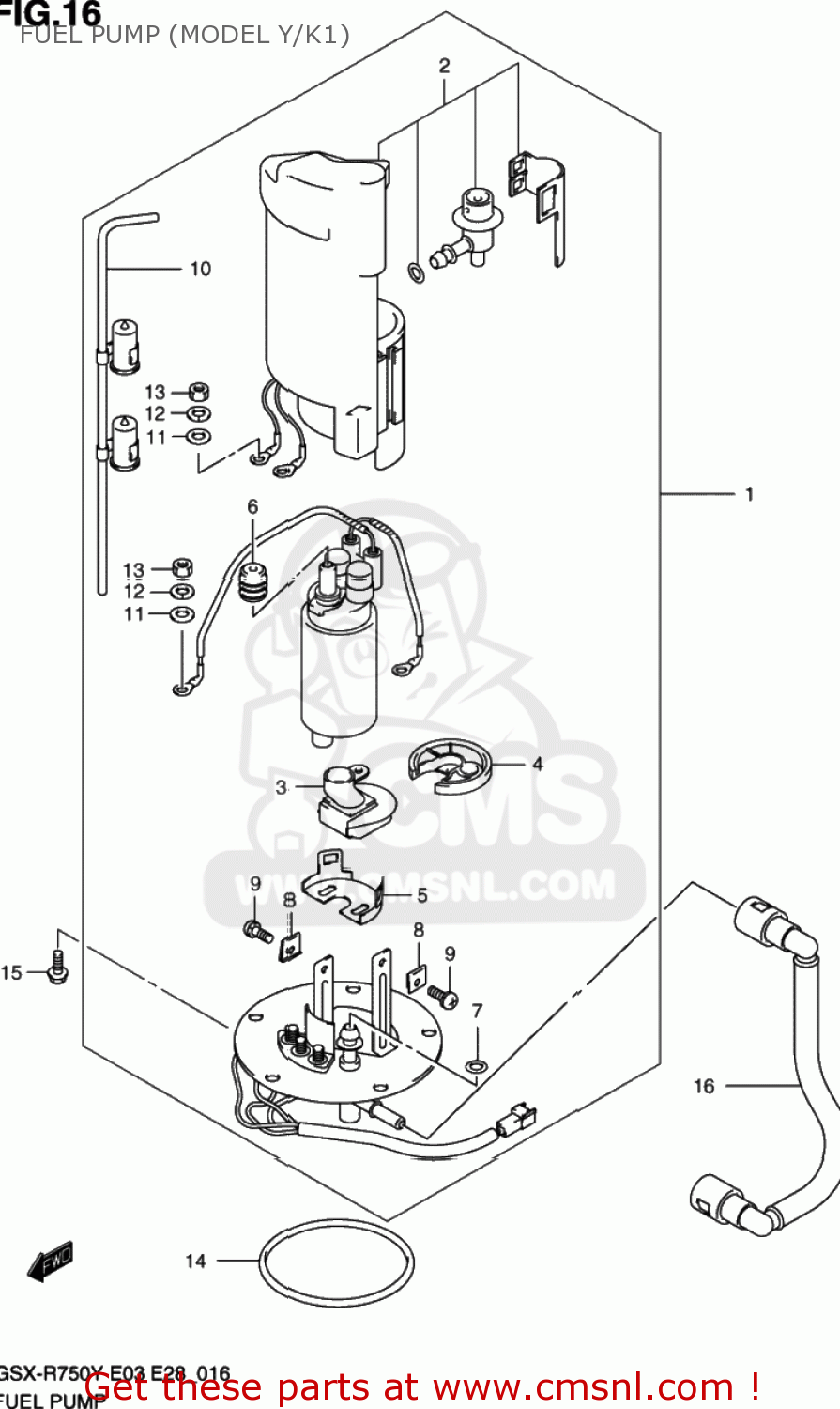 FUEL PUMP (MODEL Y/K1) GSXR750 2003 (K3) USA (E03)