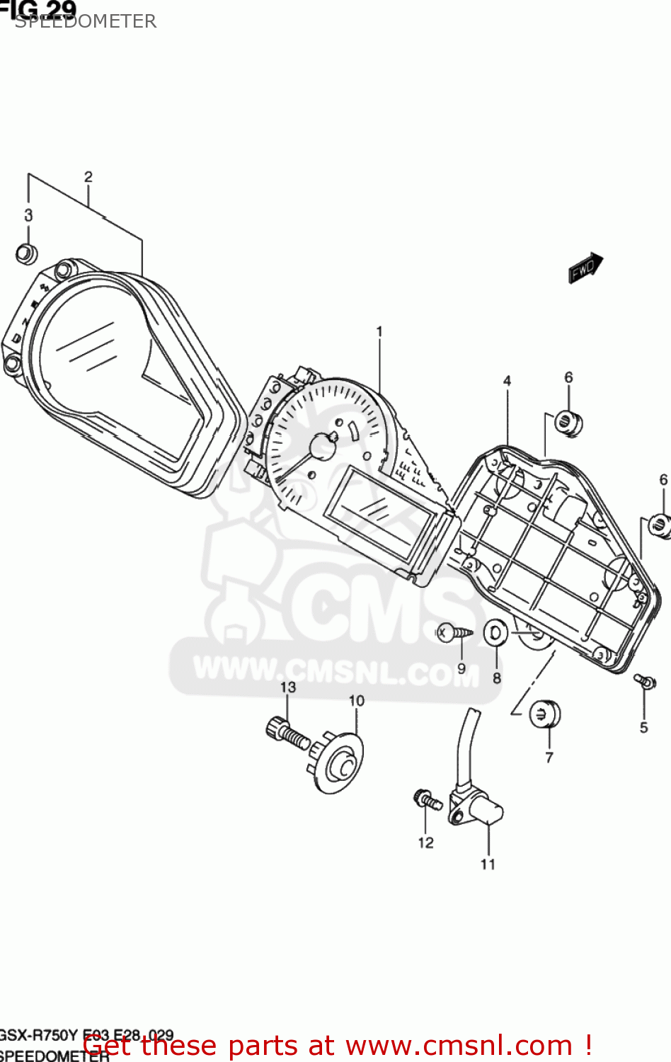 SPEEDOMETER GSXR750 2003 (K3) USA (E03)