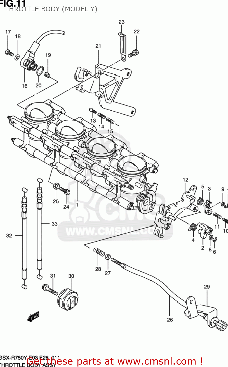 THROTTLE BODY (MODEL Y) GSXR750 2003 (K3) USA (E03)