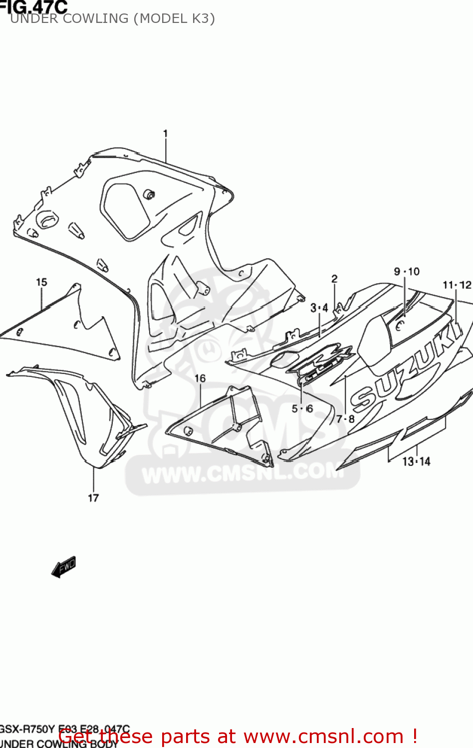 UNDER COWLING (MODEL K3) GSXR750 2003 (K3) USA (E03)