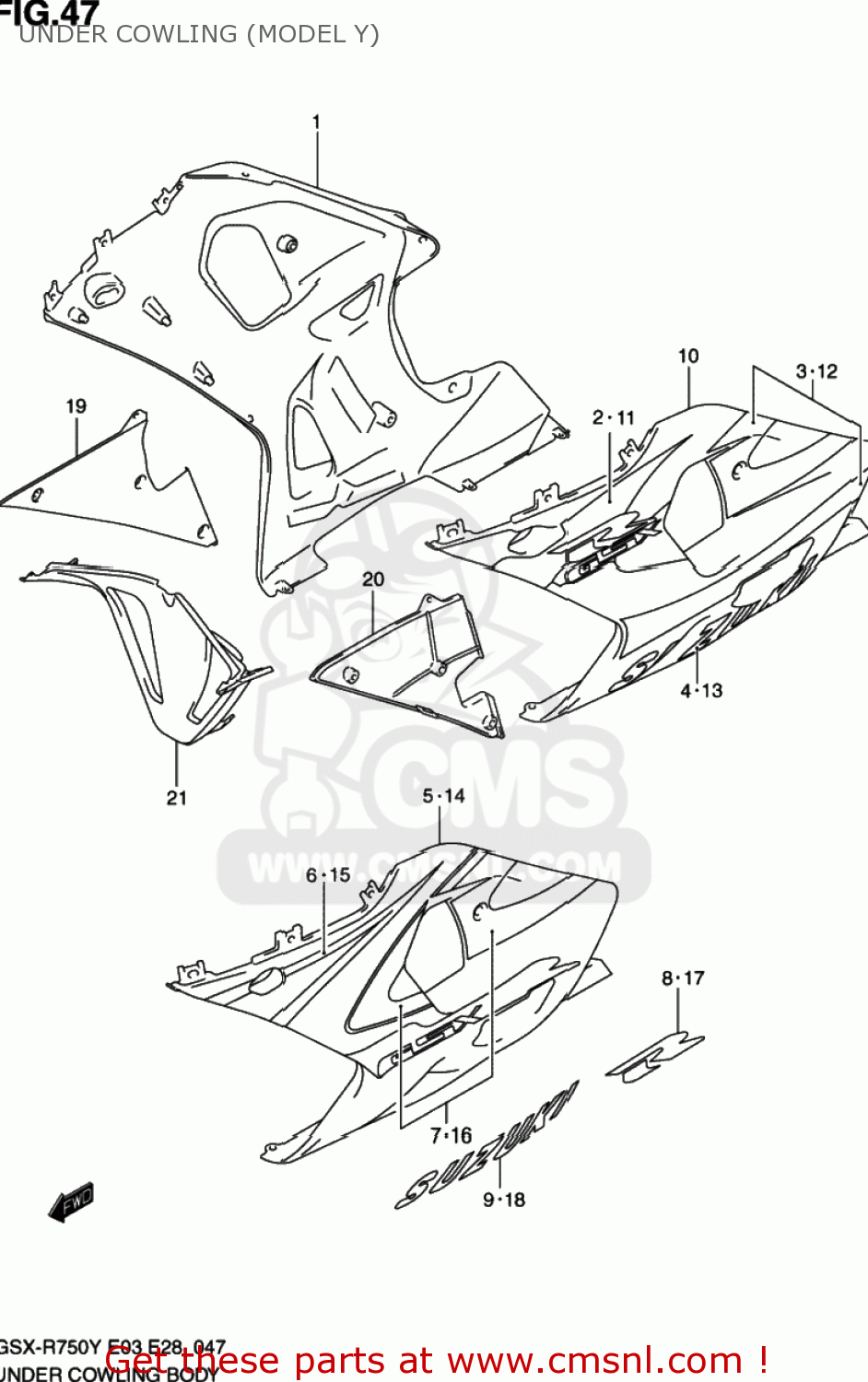 UNDER COWLING (MODEL Y) GSXR750 2003 (K3) USA (E03)